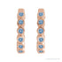 Sapphire Row Natural Gemstone Bezel Huggie Earrings - Aquamarine, 14K Rose Gold, 15 mm (view 2)