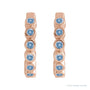 Sapphire Row Natural Gemstone Bezel Huggie Earrings - Aquamarine, 14K Rose Gold, 15 mm (view 2)