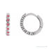 Sapphire Row Natural Gemstone Bezel Huggie Earrings - Pink Tourmaline, Platinum, 15 mm