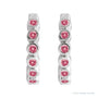 Sapphire Row Natural Gemstone Bezel Huggie Earrings - Pink Tourmaline, Platinum, 15 mm (view 2)
