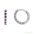Sapphire Row Natural Gemstone Bezel Huggie Earrings - Amethyst, Platinum, 15 mm