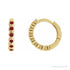 Sapphire Row Natural Gemstone Bezel Huggie Earrings - Mozambique Garnet, 14K Yellow Gold, 15 mm