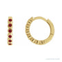 Sapphire Row Natural Gemstone Bezel Huggie Earrings - Mozambique Garnet, 14K Yellow Gold, 15 mm