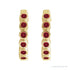 Sapphire Row Natural Gemstone Bezel Huggie Earrings - Mozambique Garnet, 14K Yellow Gold, 15 mm (view 2)