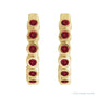 Sapphire Row Natural Gemstone Bezel Huggie Earrings - Mozambique Garnet, 14K Yellow Gold, 15 mm (view 2)