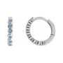 Sapphire Row Natural Gemstone Bezel Huggie Earrings - Aquamarine, 14K White Gold, 15 mm