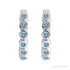 Sapphire Row Natural Gemstone Bezel Huggie Earrings - Aquamarine, 14K White Gold, 15 mm (view 2)
