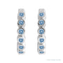 Sapphire Row Natural Gemstone Bezel Huggie Earrings - Aquamarine, 14K White Gold, 15 mm (view 2)