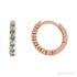 Sapphire Row Natural Gemstone Bezel Huggie Earrings - Blue Zircon, 14K Rose Gold, 15 mm