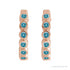 Sapphire Row Natural Gemstone Bezel Huggie Earrings - Blue Zircon, 14K Rose Gold, 15 mm (view 2)