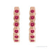 Sapphire Row Natural Gemstone Bezel Huggie Earrings - Ruby, 14K Rose Gold, 15 mm (view 2)