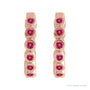 Sapphire Row Natural Gemstone Bezel Huggie Earrings - Ruby, 14K Rose Gold, 15 mm (view 2)