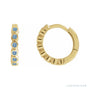 Sapphire Row Natural Gemstone Bezel Huggie Earrings - Aquamarine, 14K Yellow Gold, 15 mm