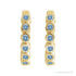 Sapphire Row Natural Gemstone Bezel Huggie Earrings - Aquamarine, 14K Yellow Gold, 15 mm (view 2)