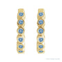 Sapphire Row Natural Gemstone Bezel Huggie Earrings - Aquamarine, 14K Yellow Gold, 15 mm (view 2)