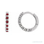 Sapphire Row Natural Gemstone Bezel Huggie Earrings - Mozambique Garnet, Platinum, 15 mm