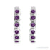 Sapphire Row Natural Gemstone Bezel Huggie Earrings - Amethyst, 14K White Gold, 15 mm (view 2)
