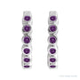 Sapphire Row Natural Gemstone Bezel Huggie Earrings - Amethyst, 14K White Gold, 15 mm (view 2)