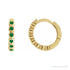 Sapphire Row Natural Gemstone Bezel Huggie Earrings - Emerald, 14K Yellow Gold, 15 mm