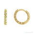 Sapphire Row Natural Gemstone Bezel Huggie Earrings - Peridot, 14K Yellow Gold, 15 mm