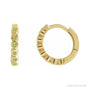 Sapphire Row Natural Gemstone Bezel Huggie Earrings - Peridot, 14K Yellow Gold, 15 mm