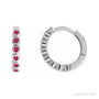 Sapphire Row Natural Gemstone Bezel Huggie Earrings - Ruby, Platinum, 15 mm