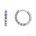 Sapphire Row Natural Gemstone Bezel Huggie Earrings - Blue Zircon, Platinum, 15 mm