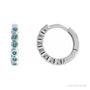 Sapphire Row Natural Gemstone Bezel Huggie Earrings - Blue Zircon, Platinum, 15 mm