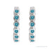 Sapphire Row Natural Gemstone Bezel Huggie Earrings - Blue Zircon, Platinum, 15 mm (view 2)