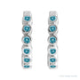 Sapphire Row Natural Gemstone Bezel Huggie Earrings - Blue Zircon, Platinum, 15 mm (view 2)