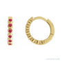 Sapphire Row Natural Gemstone Bezel Huggie Earrings - Ruby, 14K Yellow Gold, 15 mm