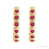 Sapphire Row Natural Gemstone Bezel Huggie Earrings - Ruby, 14K Yellow Gold, 15 mm (view 2)