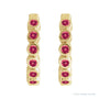 Sapphire Row Natural Gemstone Bezel Huggie Earrings - Ruby, 14K Yellow Gold, 15 mm (view 2)