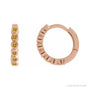 Sapphire Row Natural Gemstone Bezel Huggie Earrings - Citrine, 14K Rose Gold, 15 mm