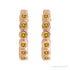 Sapphire Row Natural Gemstone Bezel Huggie Earrings - Citrine, 14K Rose Gold, 15 mm (view 2)