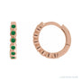 Sapphire Row Natural Gemstone Bezel Huggie Earrings - Emerald, 14K Rose Gold, 15 mm