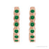 Sapphire Row Natural Gemstone Bezel Huggie Earrings - Emerald, 14K Rose Gold, 15 mm (view 2)