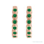 Sapphire Row Natural Gemstone Bezel Huggie Earrings - Emerald, 14K Rose Gold, 15 mm (view 2)