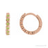 Sapphire Row Natural Gemstone Bezel Huggie Earrings - Peridot, 14K Rose Gold, 15 mm