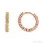 Sapphire Row Natural Gemstone Bezel Huggie Earrings - Peridot, 14K Rose Gold, 15 mm