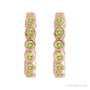 Sapphire Row Natural Gemstone Bezel Huggie Earrings - Peridot, 14K Rose Gold, 15 mm (view 2)