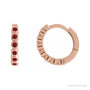 Sapphire Row Natural Gemstone Bezel Huggie Earrings - Mozambique Garnet, 14K Rose Gold, 15 mm
