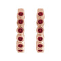 Sapphire Row Natural Gemstone Bezel Huggie Earrings - Mozambique Garnet, 14K Rose Gold, 15 mm (view 2)