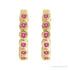Sapphire Row Natural Gemstone Bezel Huggie Earrings - Pink Tourmaline, 14K Yellow Gold, 15 mm (view 2)