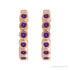 Sapphire Row Natural Gemstone Bezel Huggie Earrings - Amethyst, 14K Rose Gold, 15 mm (view 2)