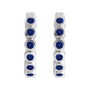 Sapphire Row Natural Gemstone Bezel Huggie Earrings - Blue Sapphire, Platinum, 15 mm (view 2)