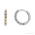 Sapphire Row Natural Gemstone Bezel Huggie Earrings - Citrine, 14K White Gold, 15 mm