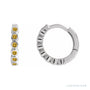 Sapphire Row Natural Gemstone Bezel Huggie Earrings - Citrine, 14K White Gold, 15 mm