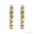 Sapphire Row Natural Gemstone Bezel Huggie Earrings - Citrine, 14K White Gold, 15 mm (view 2)