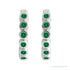 Sapphire Row Natural Gemstone Bezel Huggie Earrings - Emerald, 14K White Gold, 15 mm (view 2)